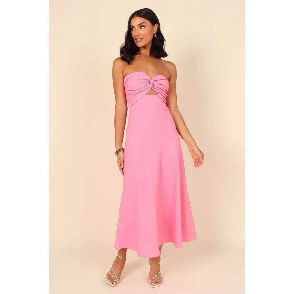 Petal & Pup Rosetta Dress Pink Sleeveless Midi Wedding Guest Cocktail Size 2